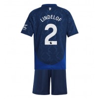 Manchester United Victor Lindelof #2 Fußballbekleidung Auswärtstrikot Kinder 2024-25 Kurzarm (+ kurze hosen)